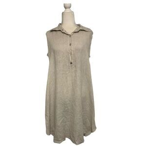 campo de fiori womens solid beige 100% linen tank midi dress medium large Italy